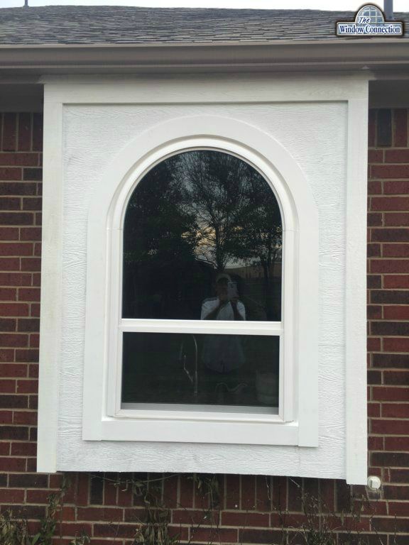 Alside Contiuous Arch Single Hung Vinyl Replacement Window and New Custom Wood Trim