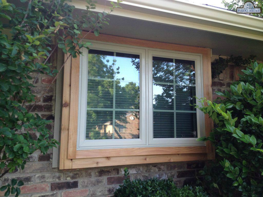 Alside Casement Twin Windows with Grids and New Cedar Trim