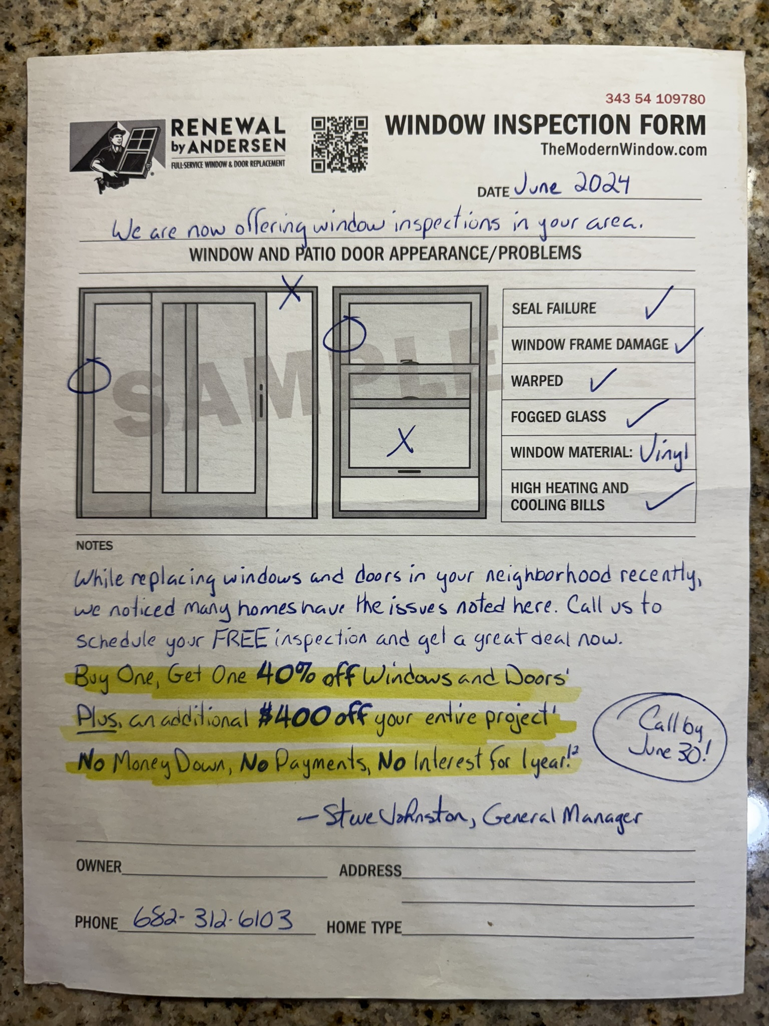 Window discounts in Dallas from Renewal by Andersen.  Cost of mailers, advertising and incentives